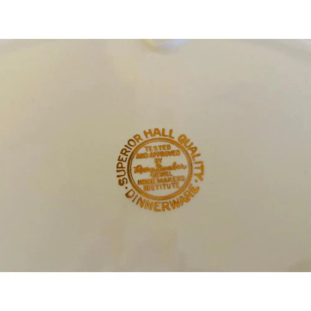 VINTAGE 1930s Hall China Mary Dunbar Autumn Leaf Divided Oval Vegetable Bowl